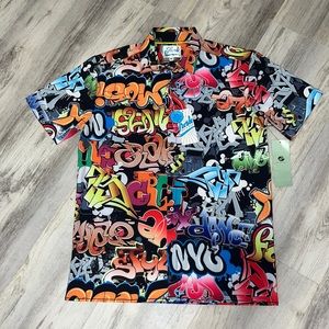 Fresh Prints of Bel-Air by Drill Clothing Grafitti Button DownShirt Small NWT